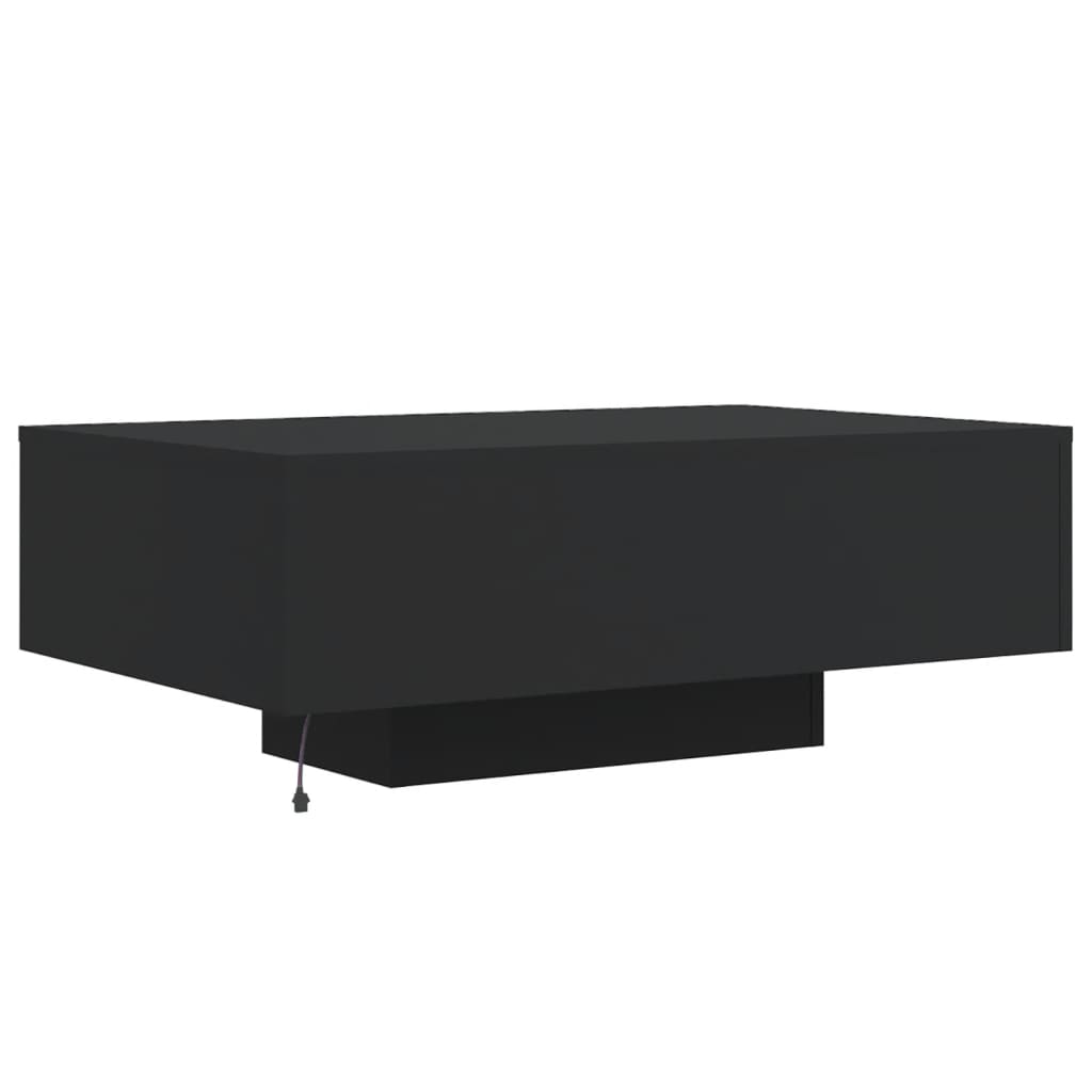 Coffee Table with LED Lights Black 85x55x31 cm