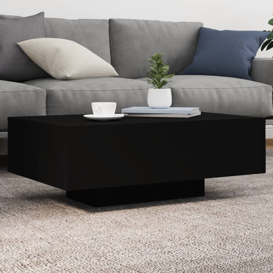 Coffee Table with LED Lights Black 85x55x31 cm