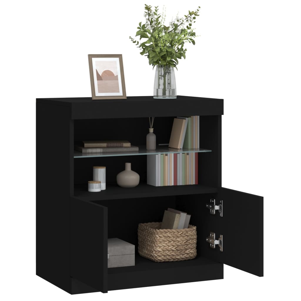 Sideboard with LED Lights Black 60x37x67 cm