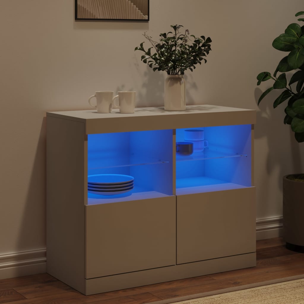 Sideboard with LED Lights White 81x37x67 cm