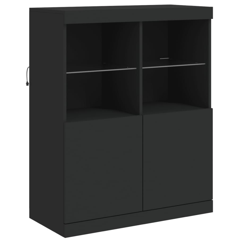 Sideboard with LED Lights Black 81x37x100 cm