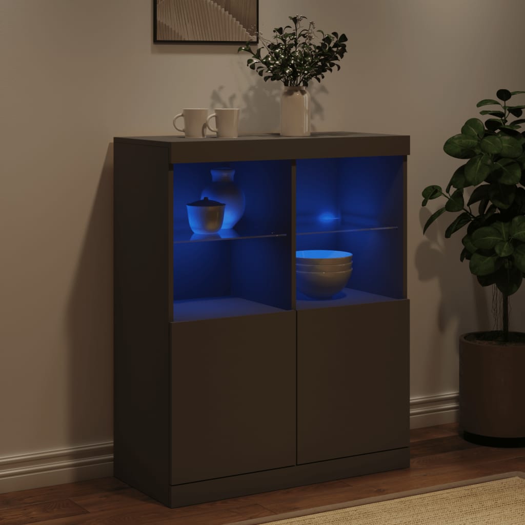 Sideboard with LED Lights Black 81x37x100 cm