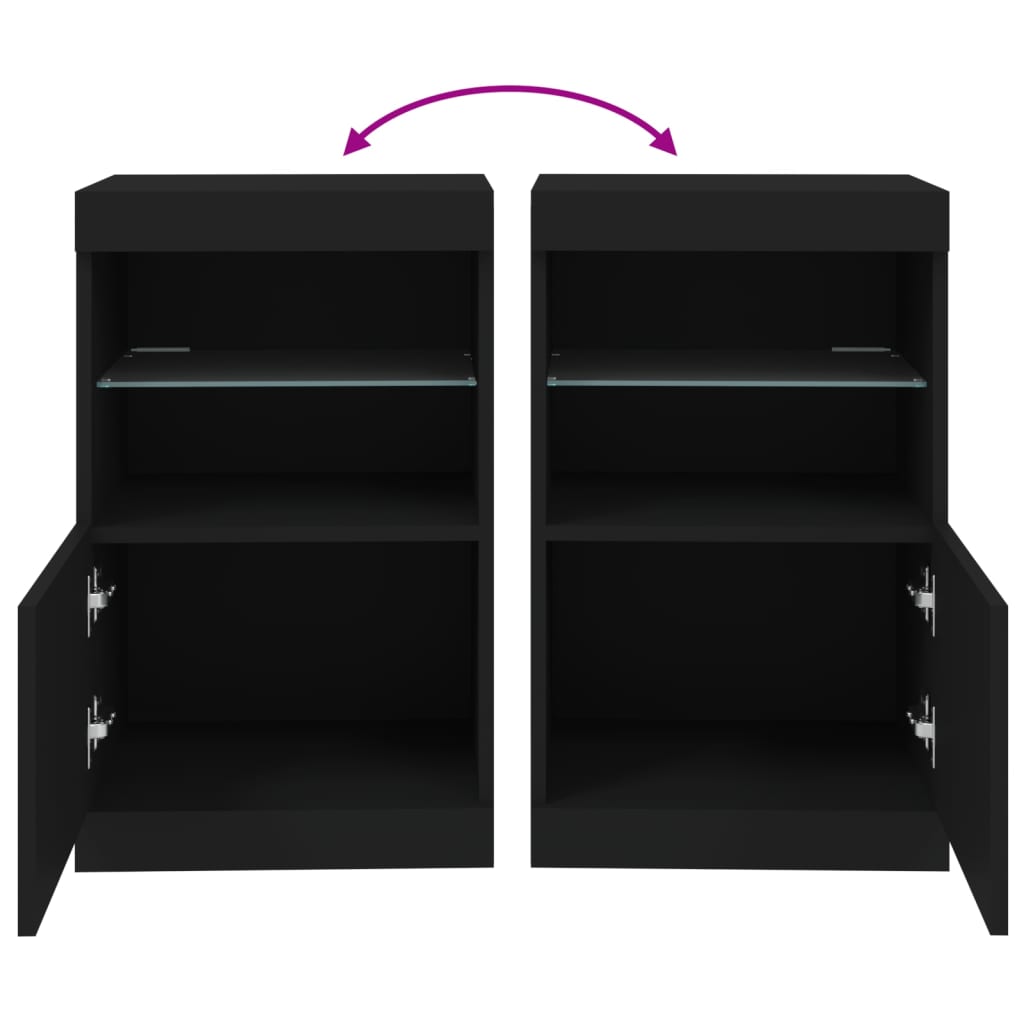 Sideboard with LED Lights Black 41x37x67 cm