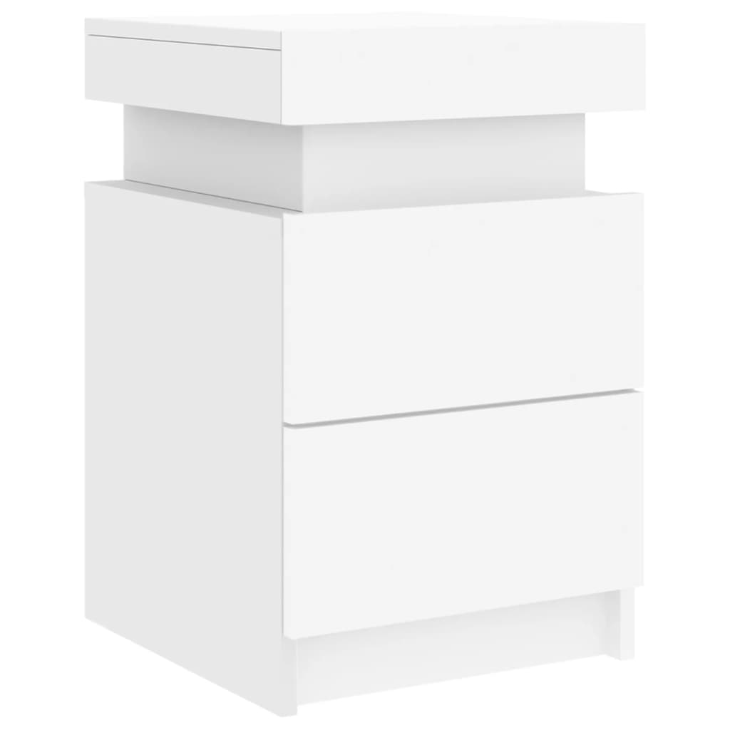 Bedside Cabinets with LED Lights 2 pcs White 35x39x55 cm