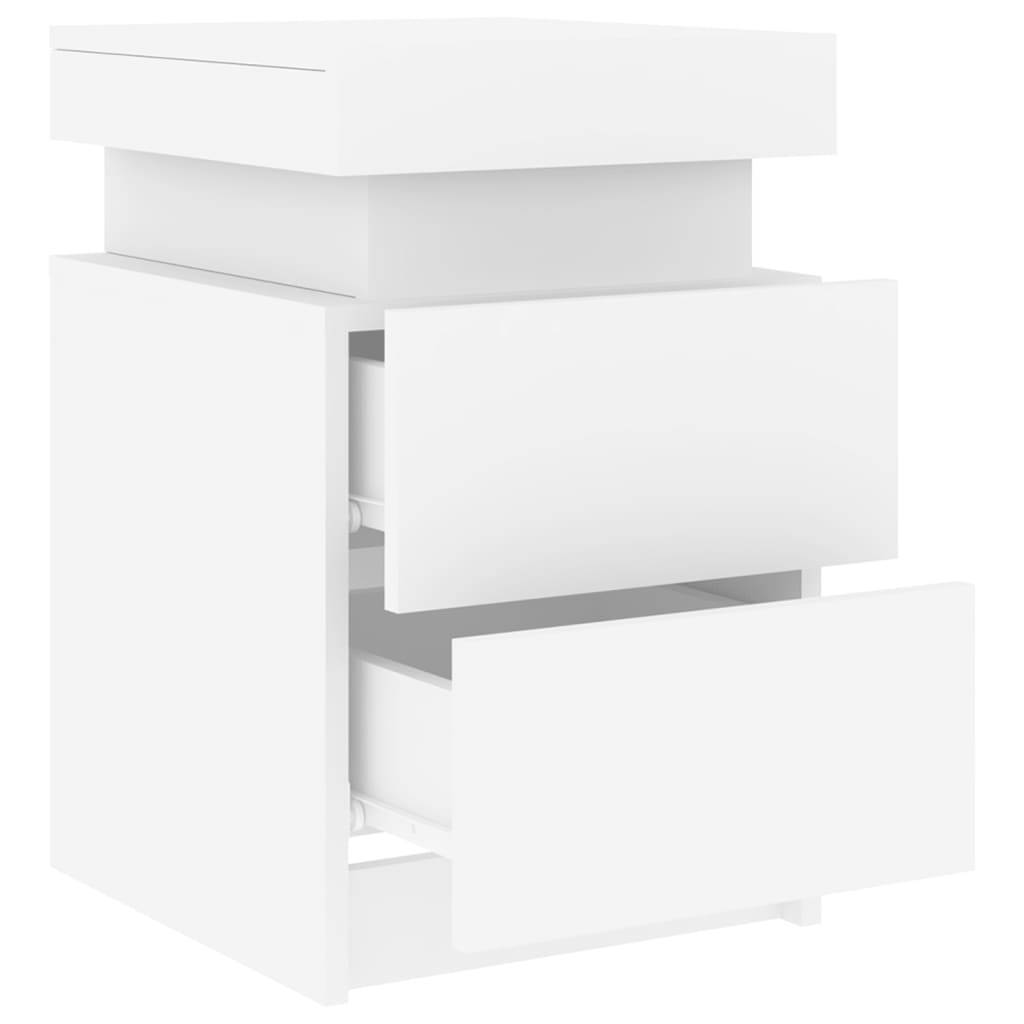 Bedside Cabinets with LED Lights 2 pcs White 35x39x55 cm