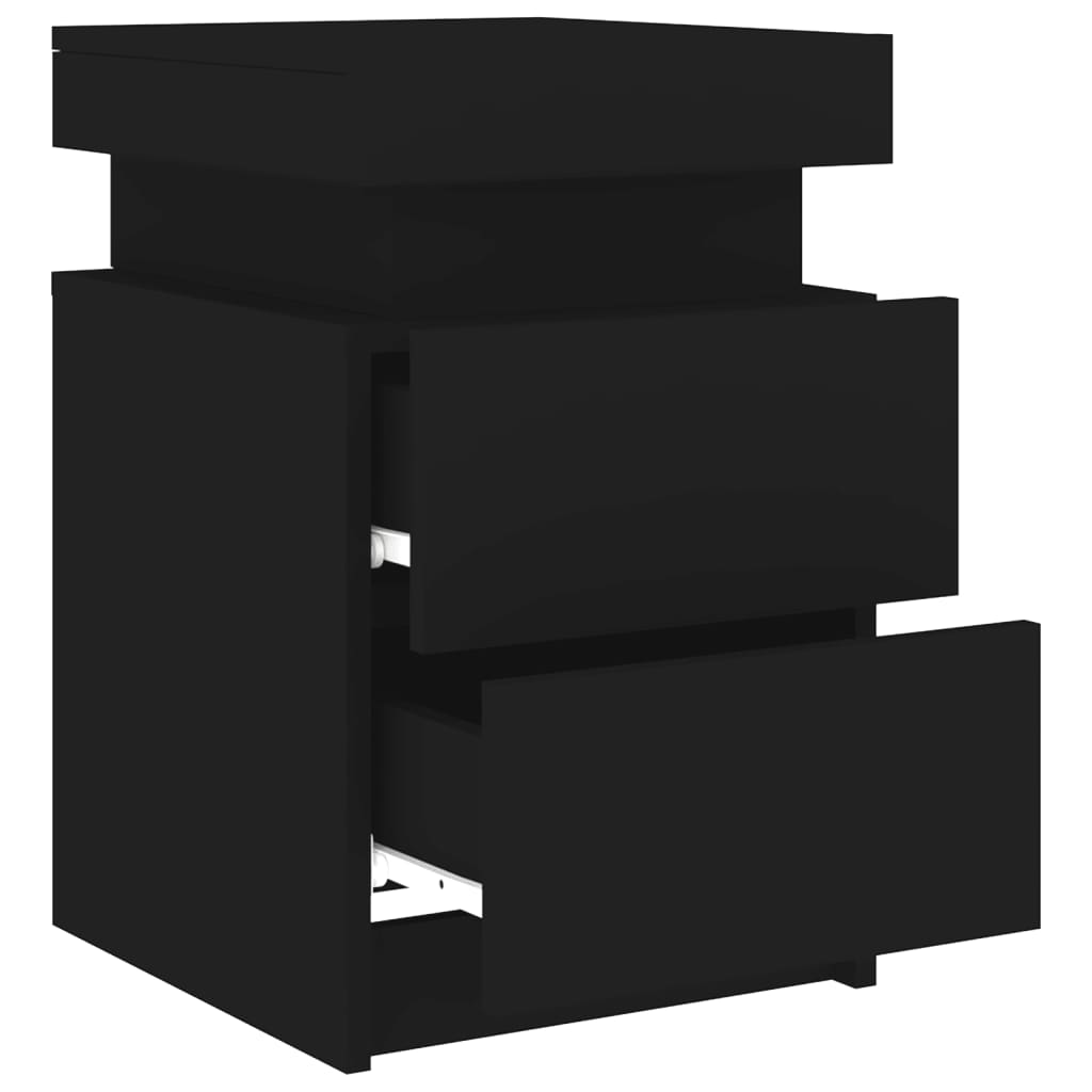 Bedside Cabinets with LED Lights 2 pcs Black 35x39x55 cm