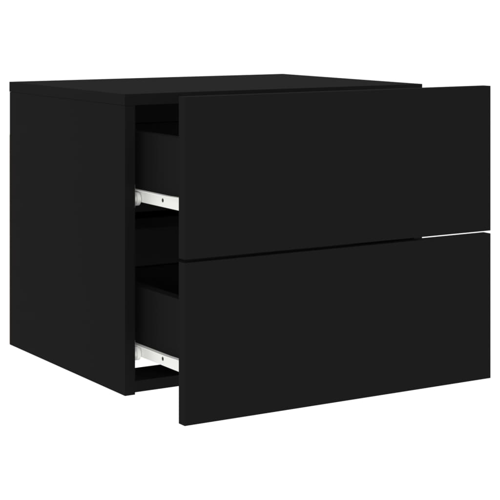 Wall-mounted Bedside Cabinets with LED Lights 2 pcs Black