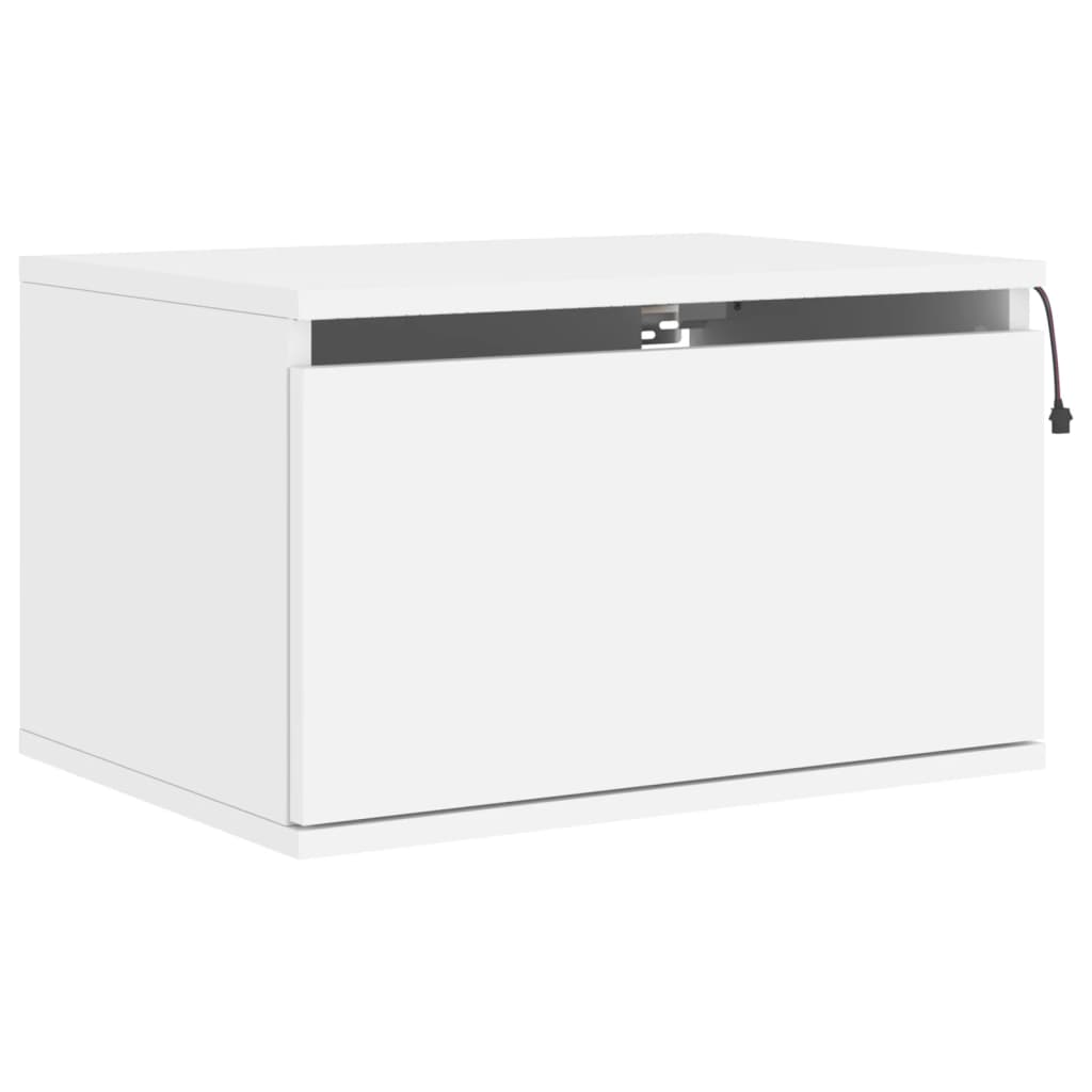 Wall-mounted Bedside Cabinet with LED Lights White