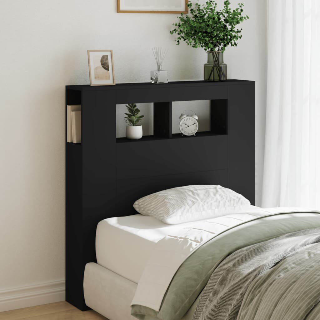 LED Headboard Black 100x18.5x103.5 cm Engineered Wood