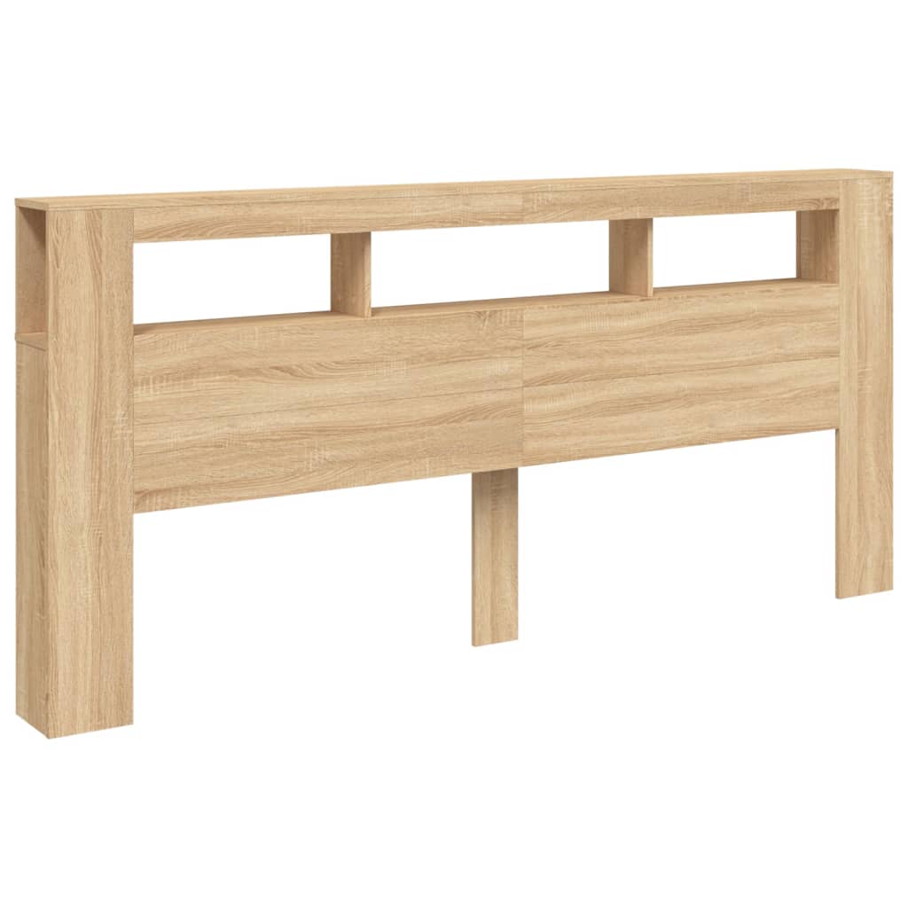 LED Headboard Sonoma Oak 220x18.5x103.5 cm Engineered Wood