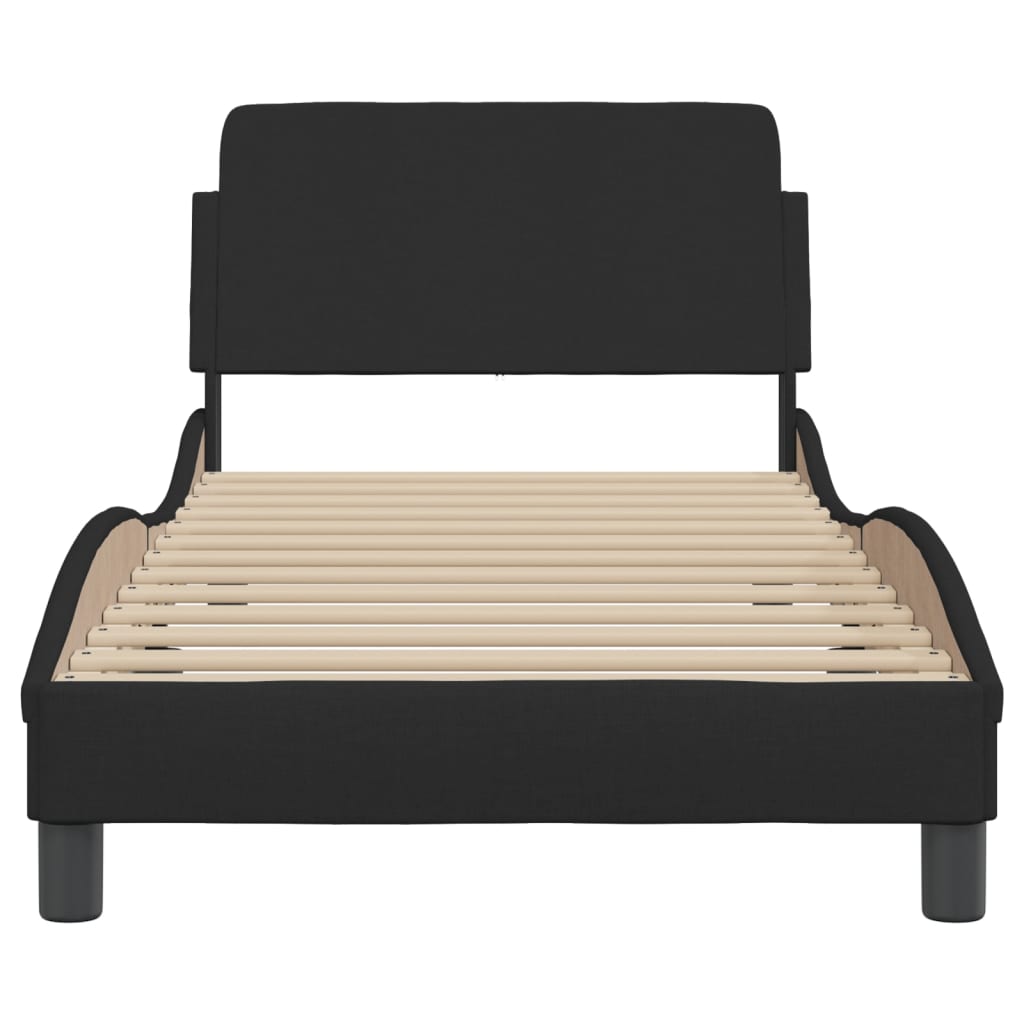 Bed Frame with Headboard Black 90x190 cm Fabric