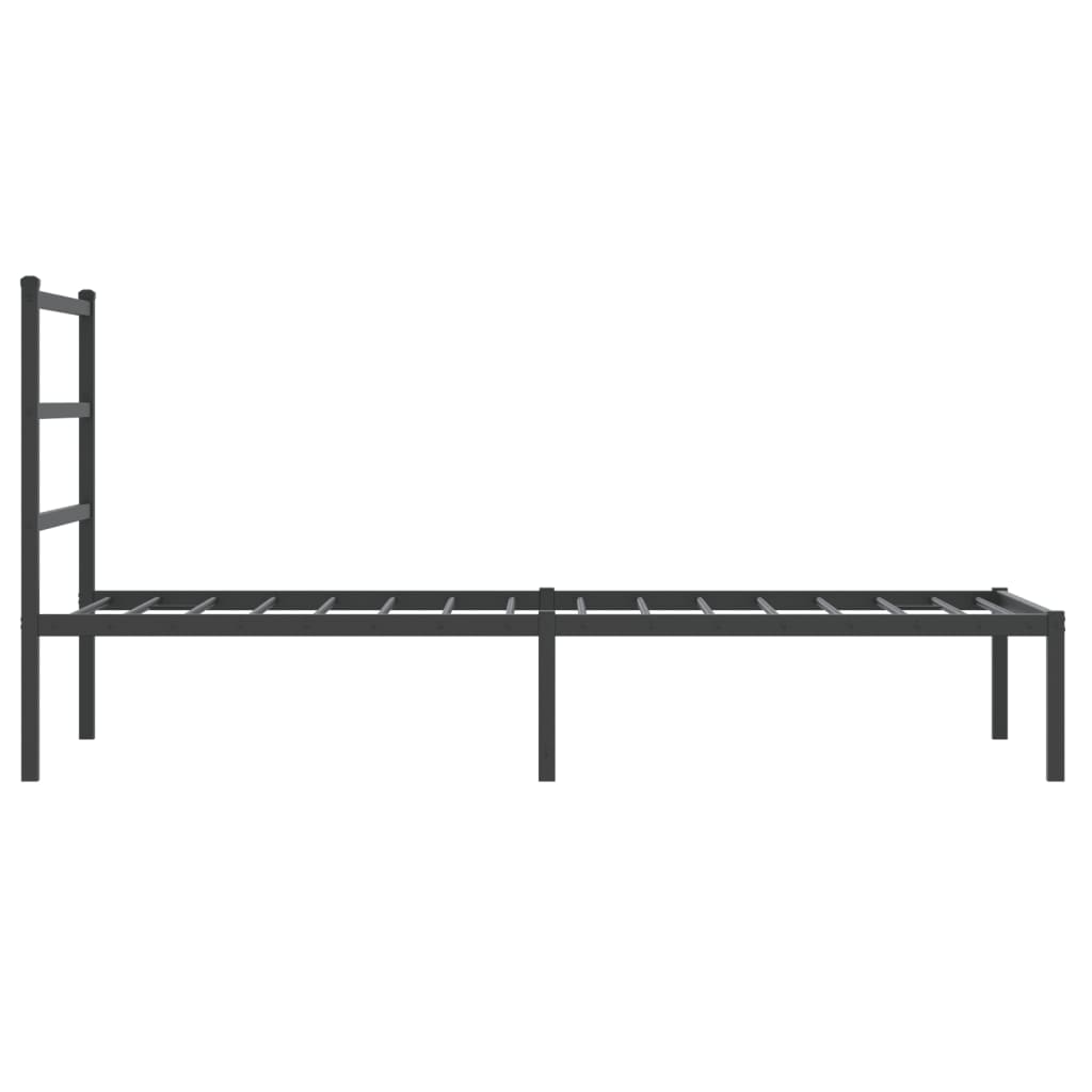 Metal Bed Frame with Headboard Black 90x190 cm