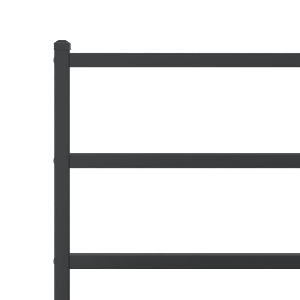 Metal Bed Frame with Headboard Black 90x190 cm