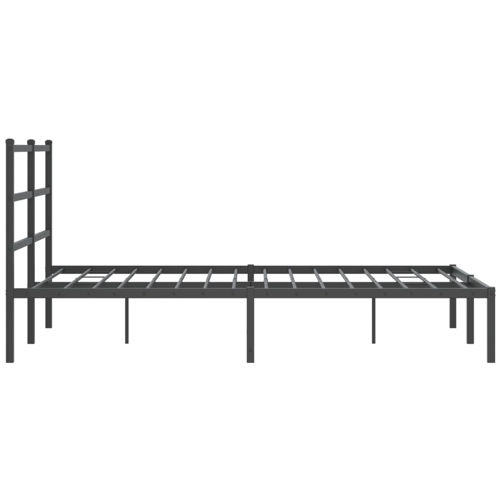 Metal Bed Frame with Headboard Black 135x190 cm