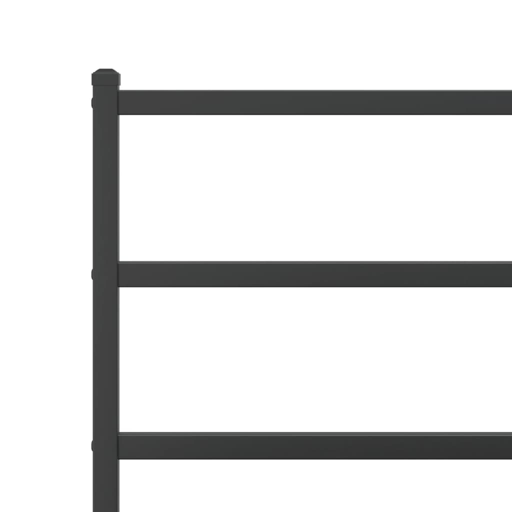 Metal Bed Frame with Headboard Black 135x190 cm