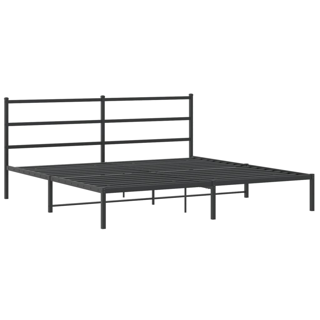 Metal Bed Frame with Headboard Black 183x203 cm King Size