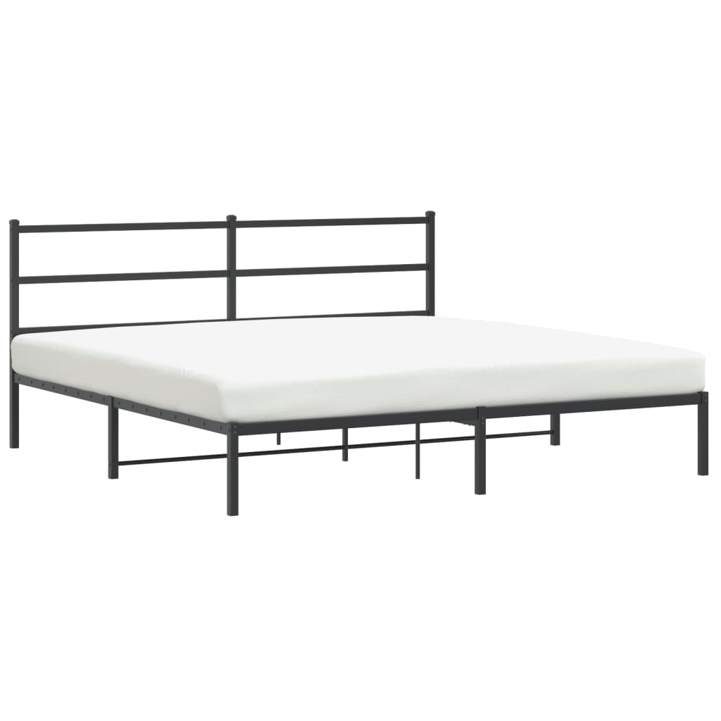 Metal Bed Frame with Headboard Black 183x203 cm King Size