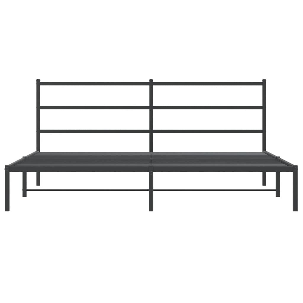 Metal Bed Frame with Headboard Black 183x203 cm King Size