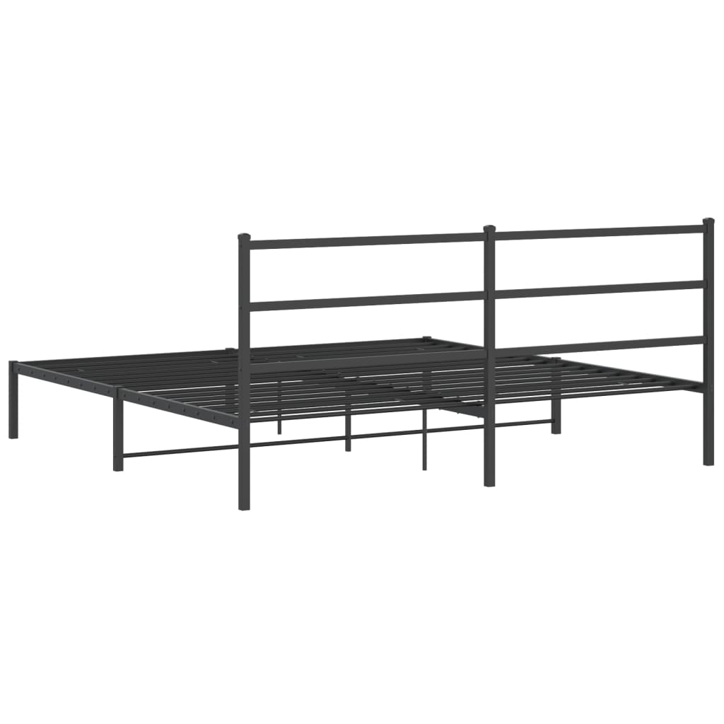 Metal Bed Frame with Headboard Black 183x203 cm King Size