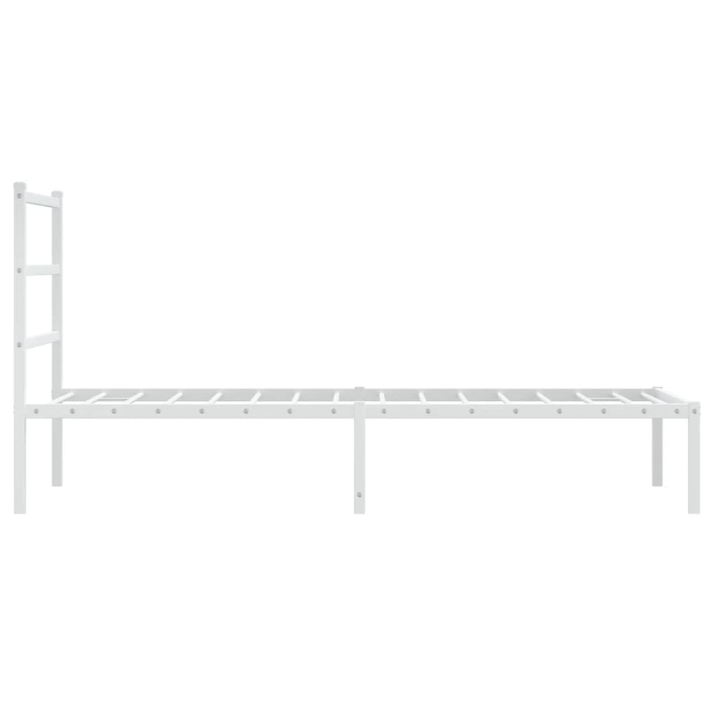 Metal Bed Frame with Headboard White 90x190 cm