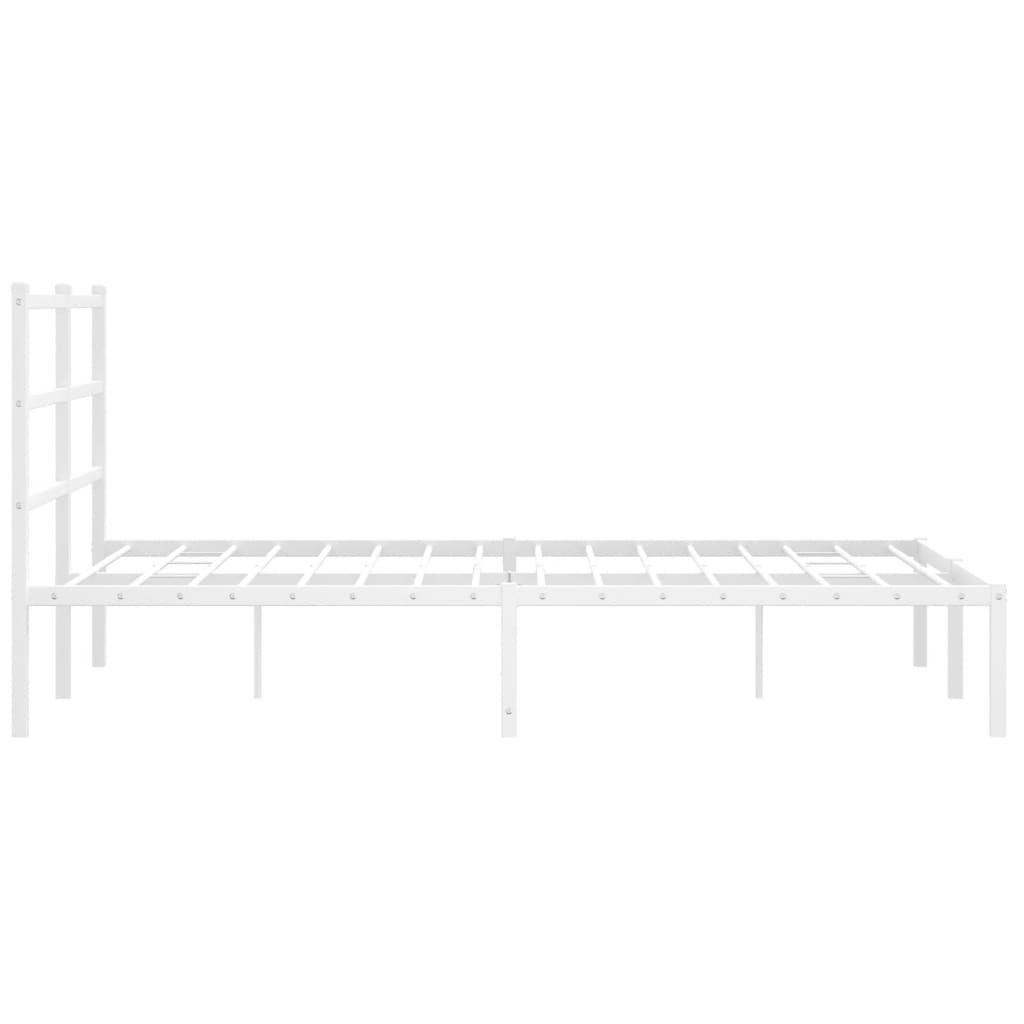 Metal Bed Frame with Headboard White 135x190 cm