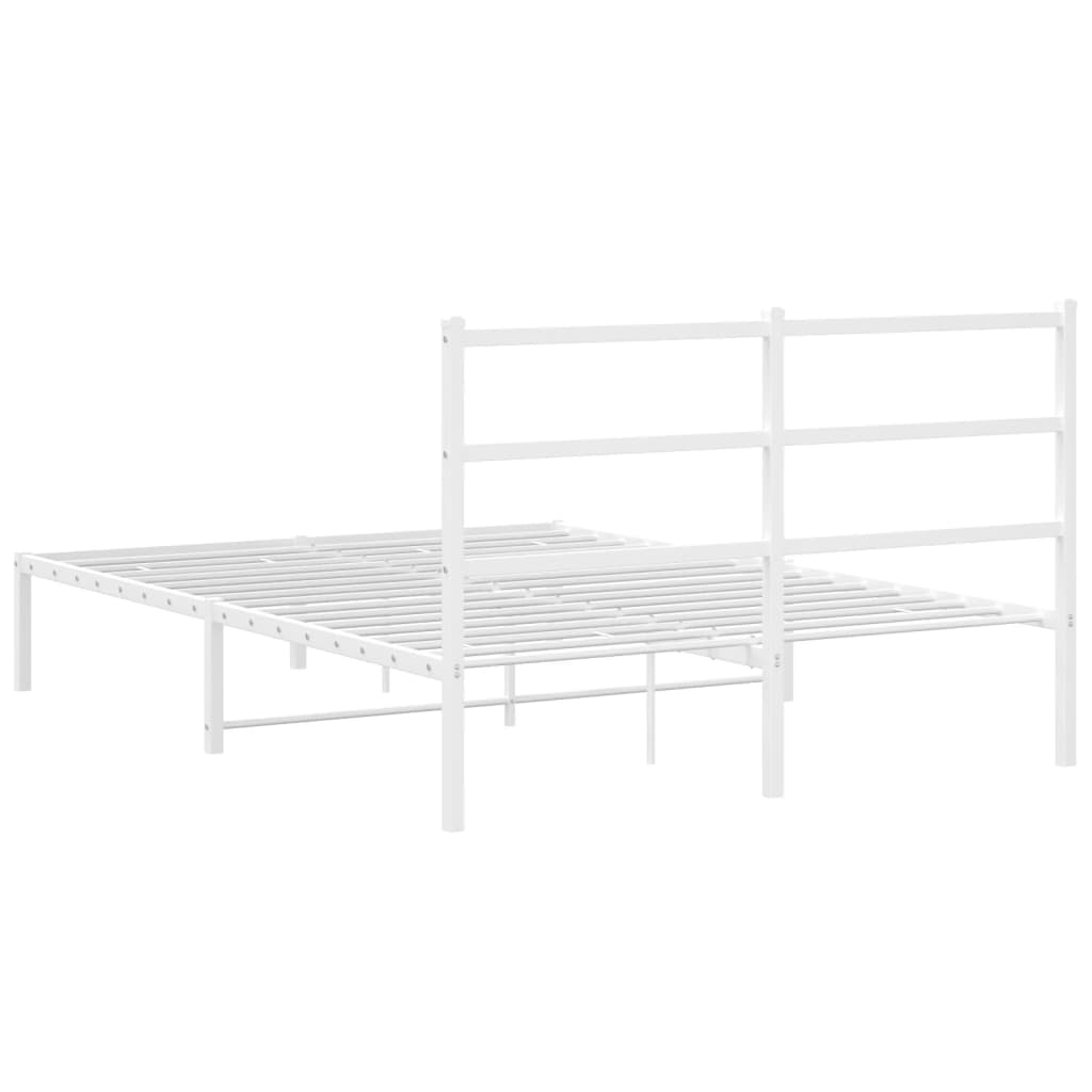 Metal Bed Frame with Headboard White 135x190 cm