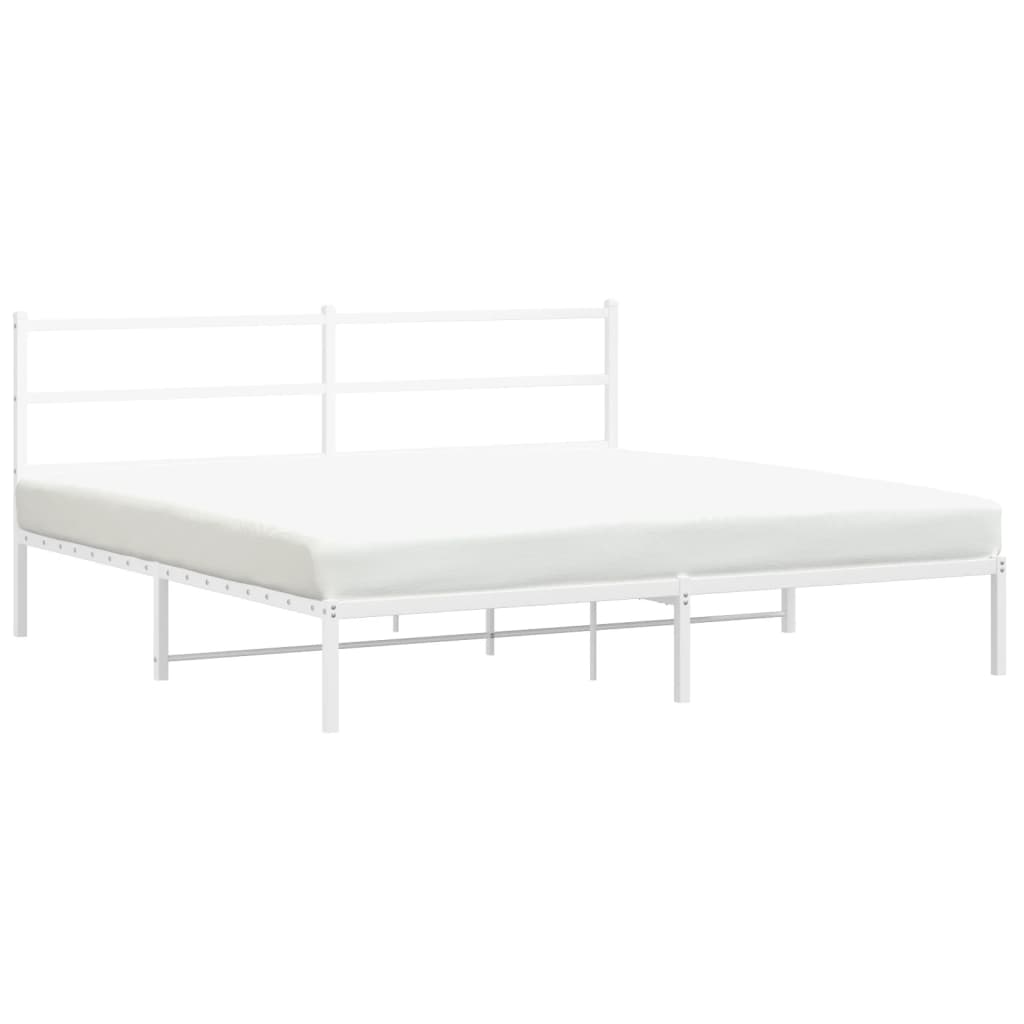 Metal Bed Frame with Headboard White 183x203 cm King Size