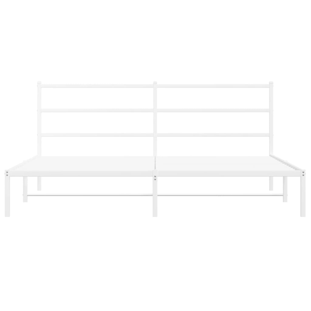 Metal Bed Frame with Headboard White 183x203 cm King Size