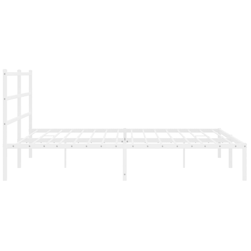 Metal Bed Frame with Headboard White 183x203 cm King Size