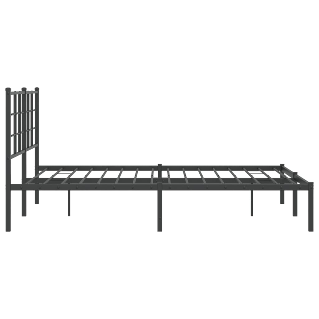 Metal Bed Frame with Headboard Black 135x190 cm