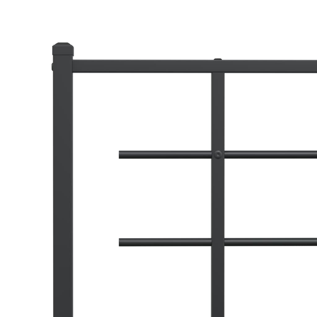 Metal Bed Frame with Headboard Black 135x190 cm