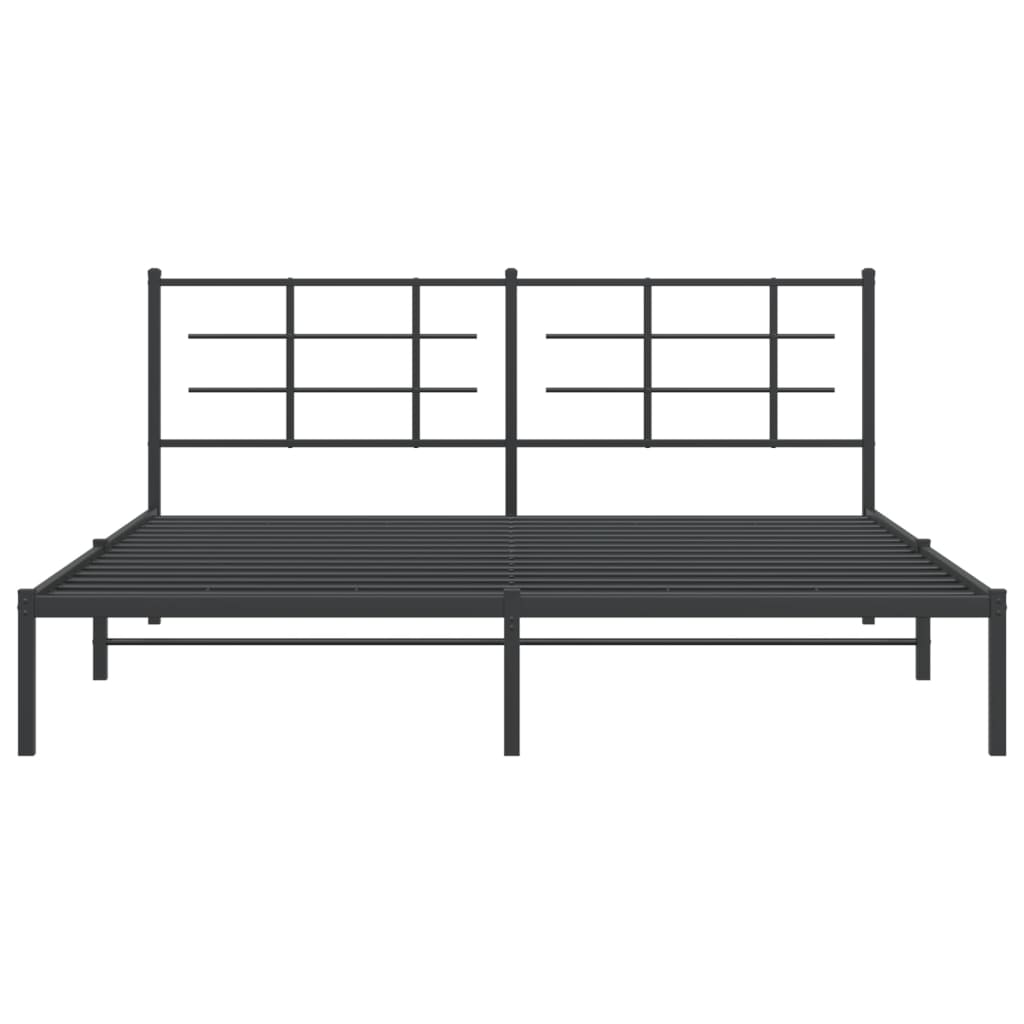 Metal Bed Frame with Headboard Black 183x203 cm King Size