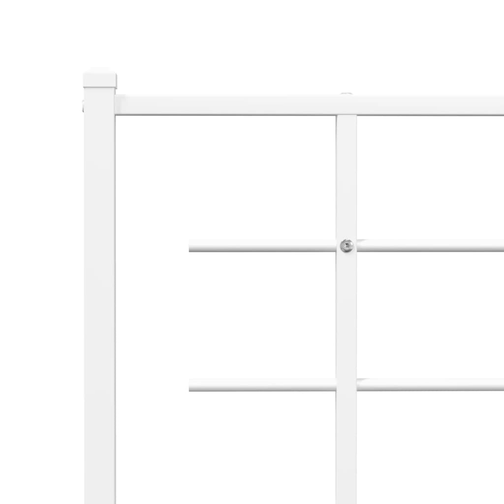 Metal Bed Frame with Headboard White 90x190 cm