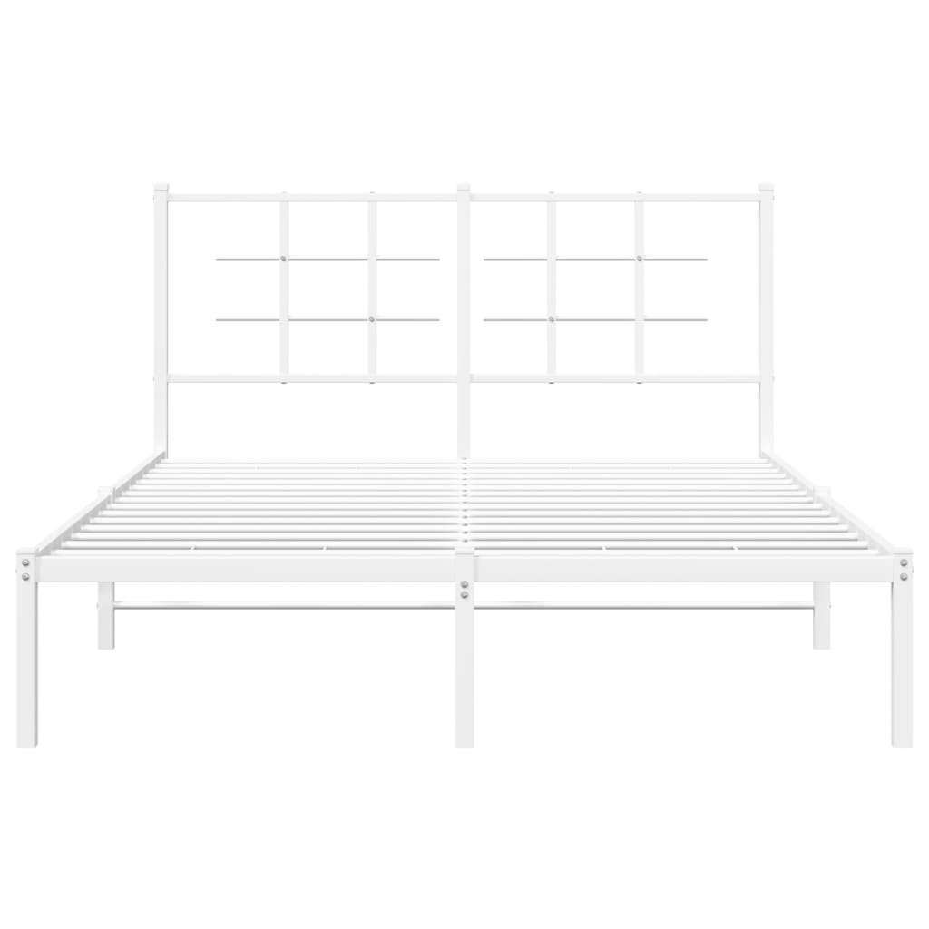 Metal Bed Frame with Headboard White 135x190 cm