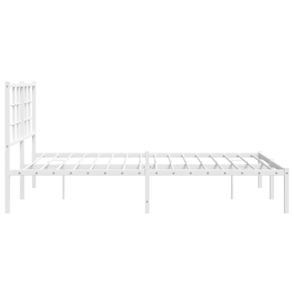 Metal Bed Frame with Headboard White 135x190 cm