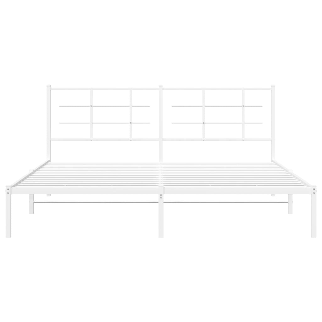 Metal Bed Frame with Headboard White 183x203 cm King Size