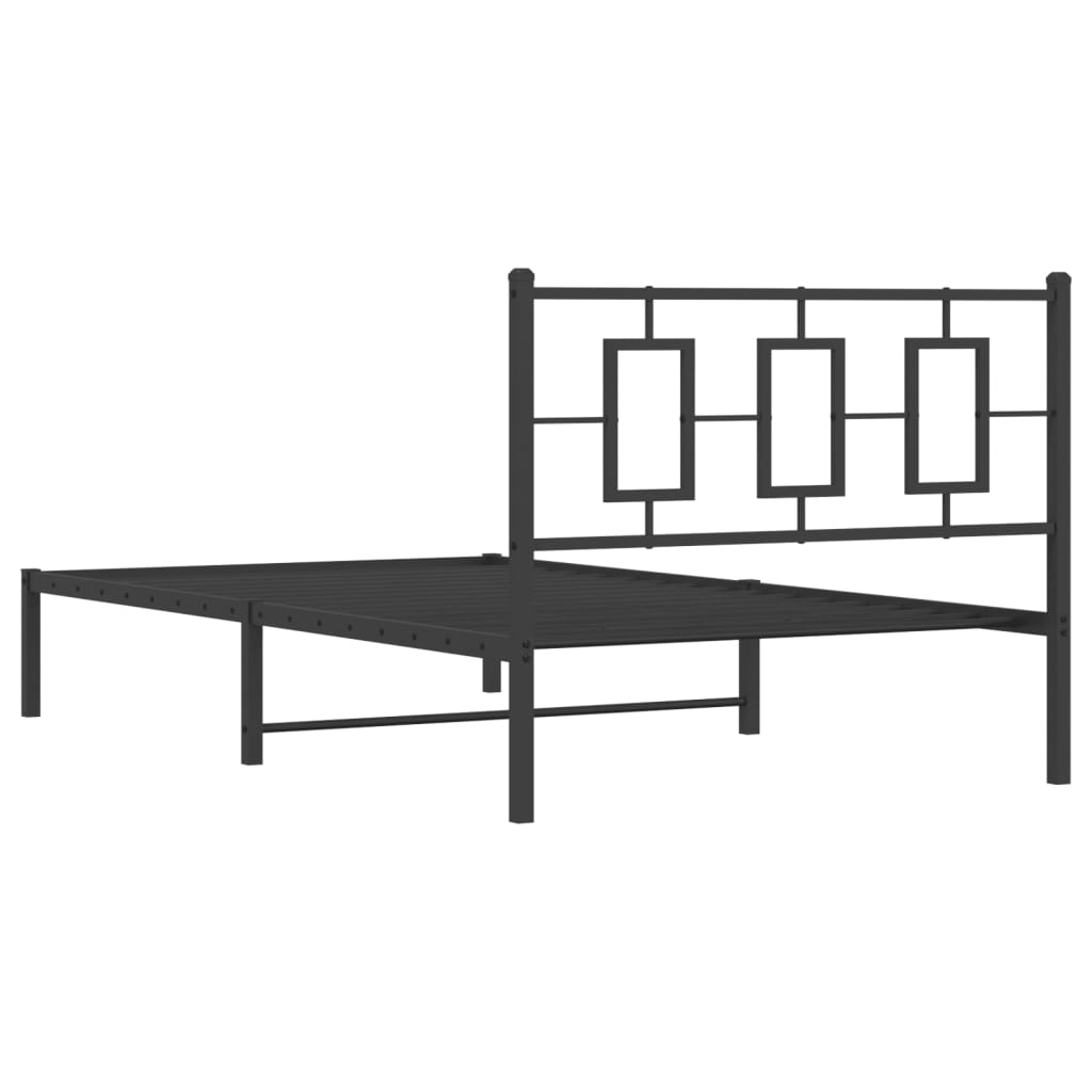 Metal Bed Frame with Headboard Black 107x203 cm