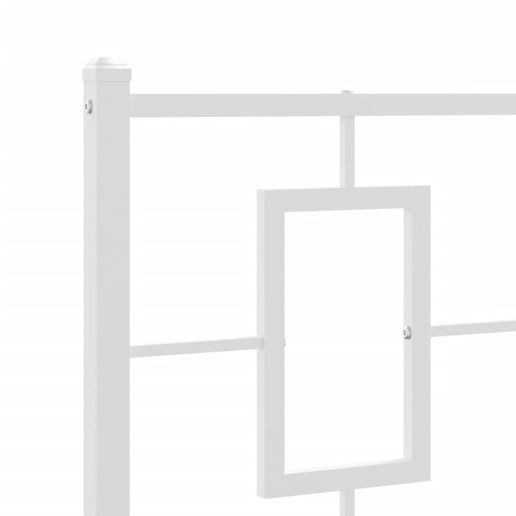 Metal Bed Frame with Headboard White 107x203 cm