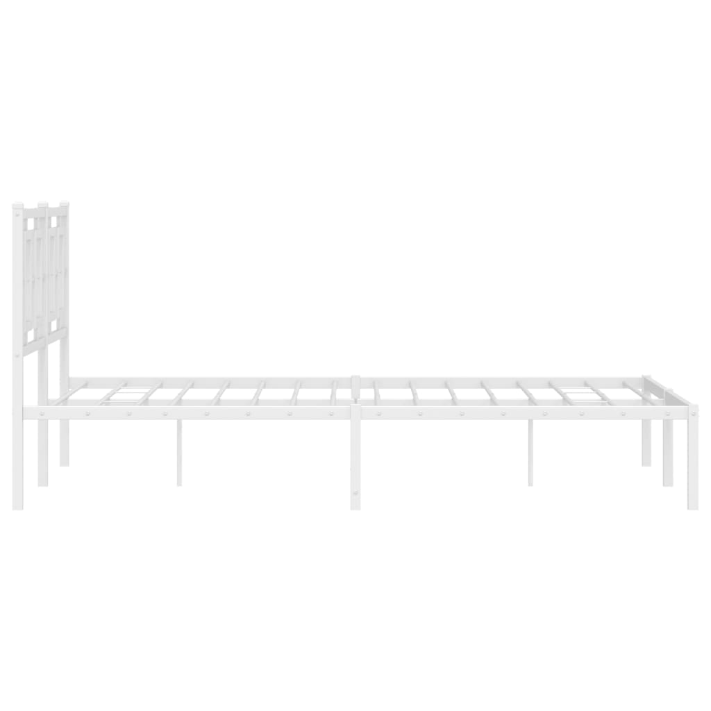 Metal Bed Frame with Headboard White 135x190 cm