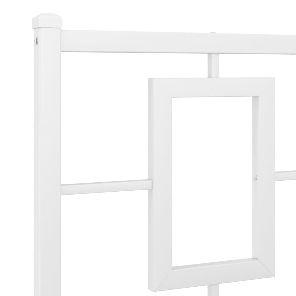 Metal Bed Frame with Headboard White 135x190 cm