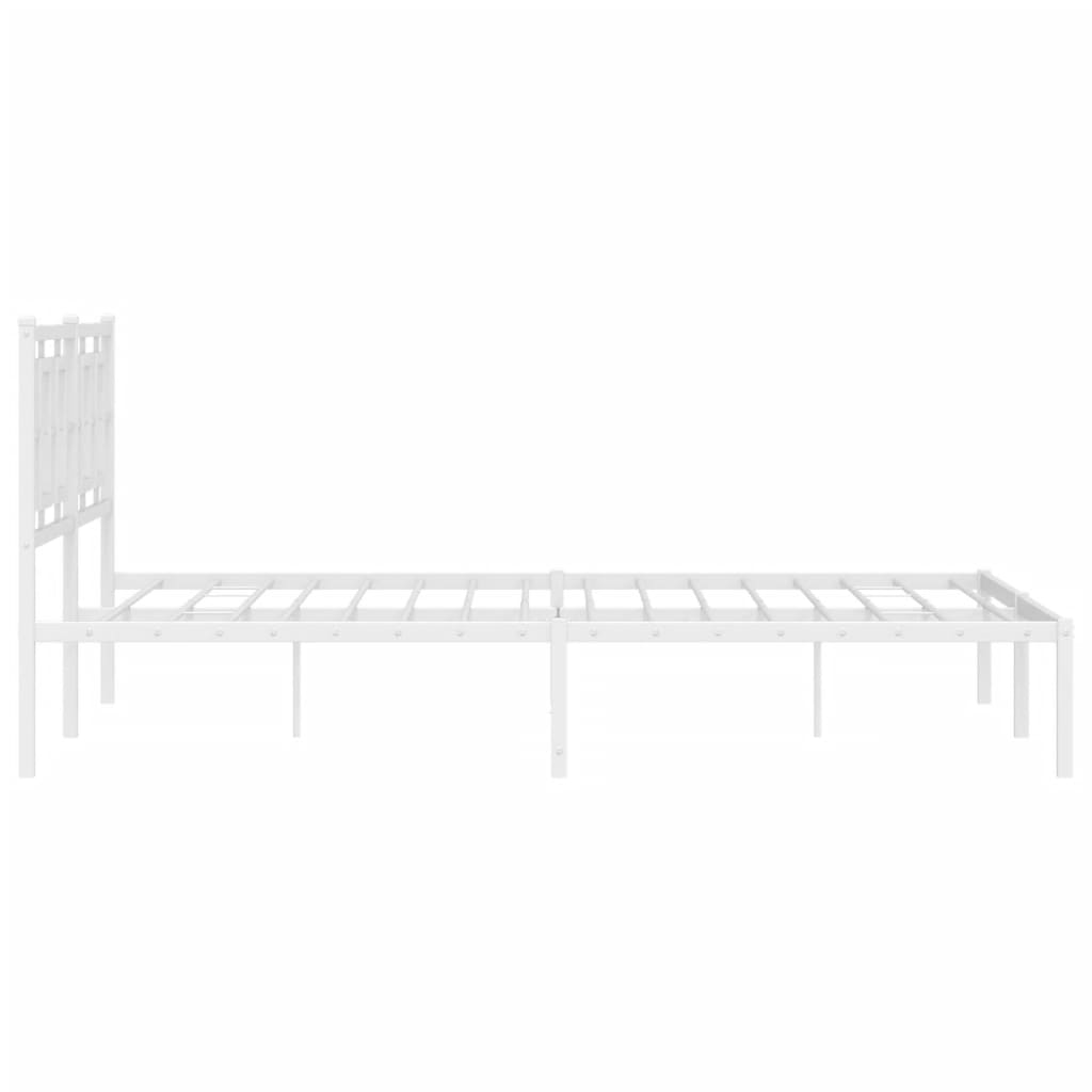 Metal Bed Frame with Headboard White 150x200 cm