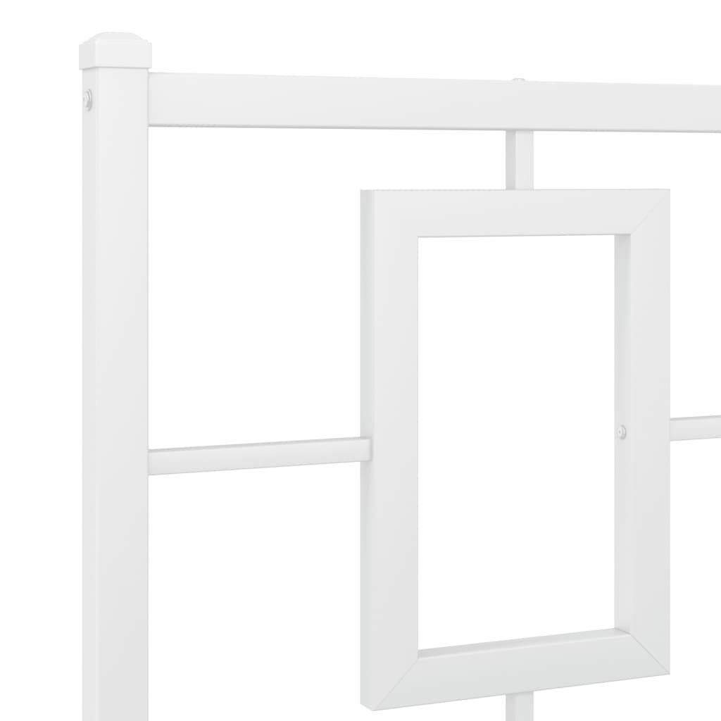 Metal Bed Frame with Headboard White 150x200 cm