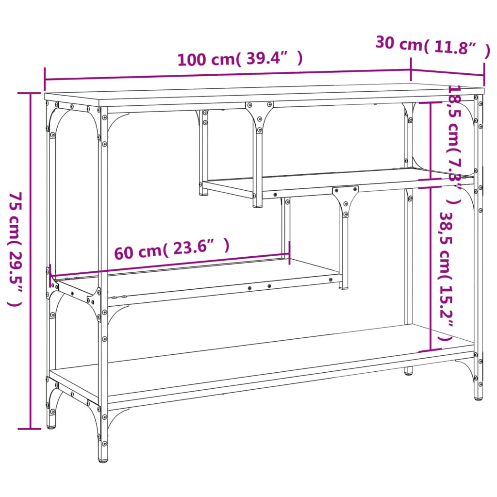 Console Table Black 100x30x75 cm Engineered Wood