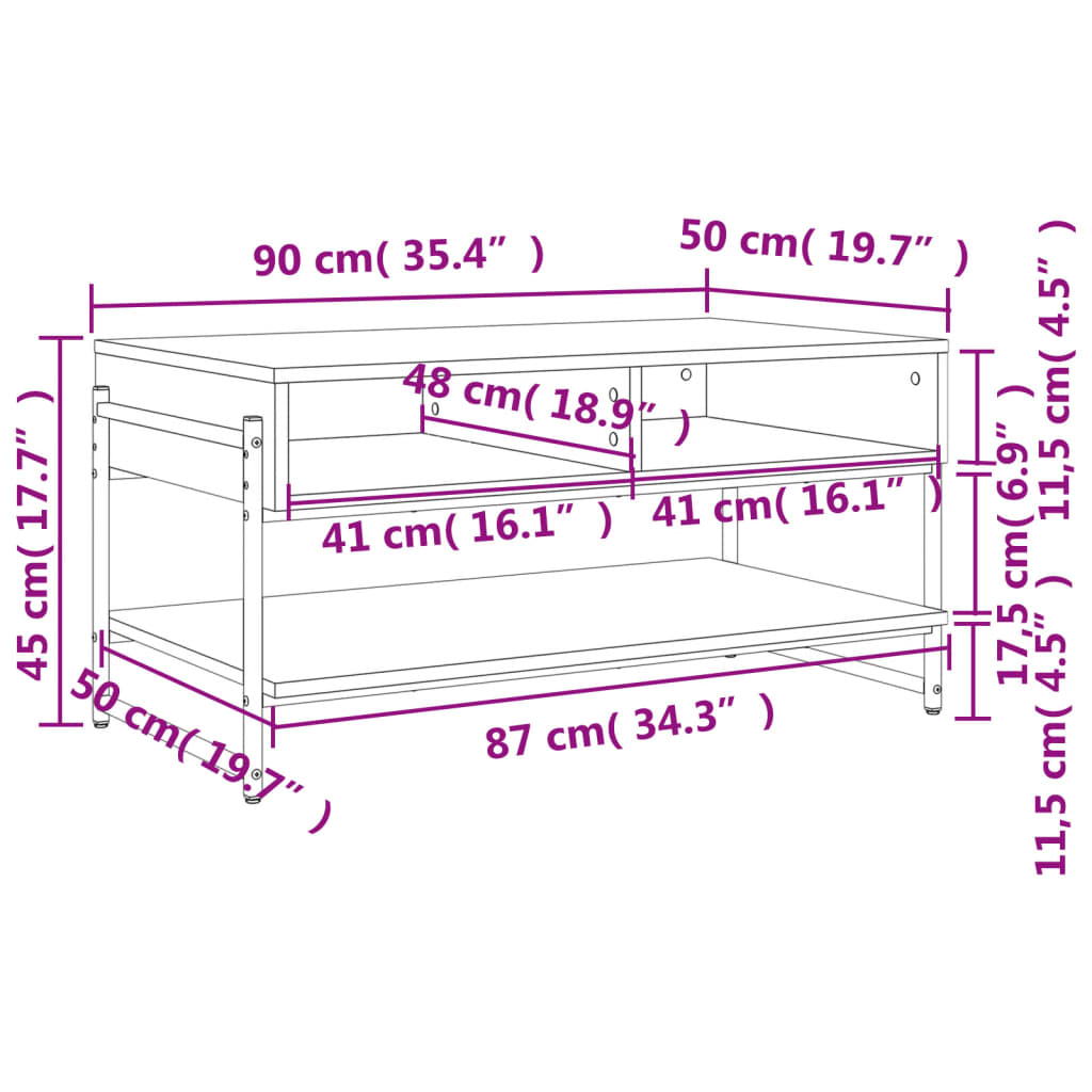 Coffee Table Black 90x50x45 cm Engineered Wood