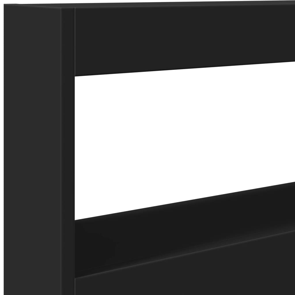 Headboard Cabinet with LED Black 100x17x102 cm