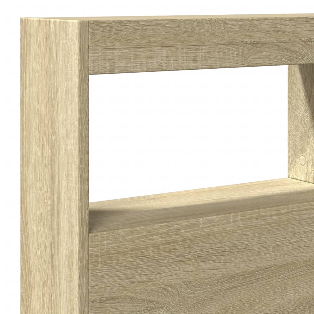 Headboard Cabinet with LED Sonoma Oak 140x17x102 cm