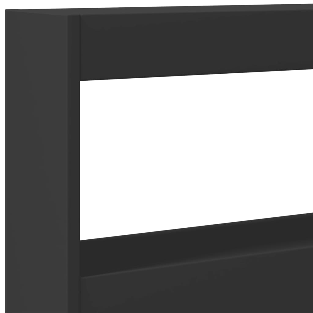 Headboard Cabinet with LED Black 160x17x102 cm