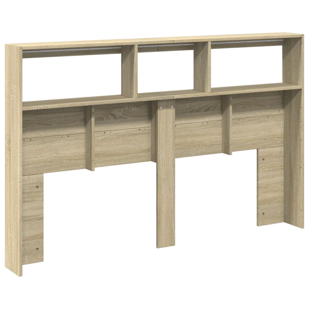 Headboard Cabinet with LED Sonoma Oak 160x17x102 cm