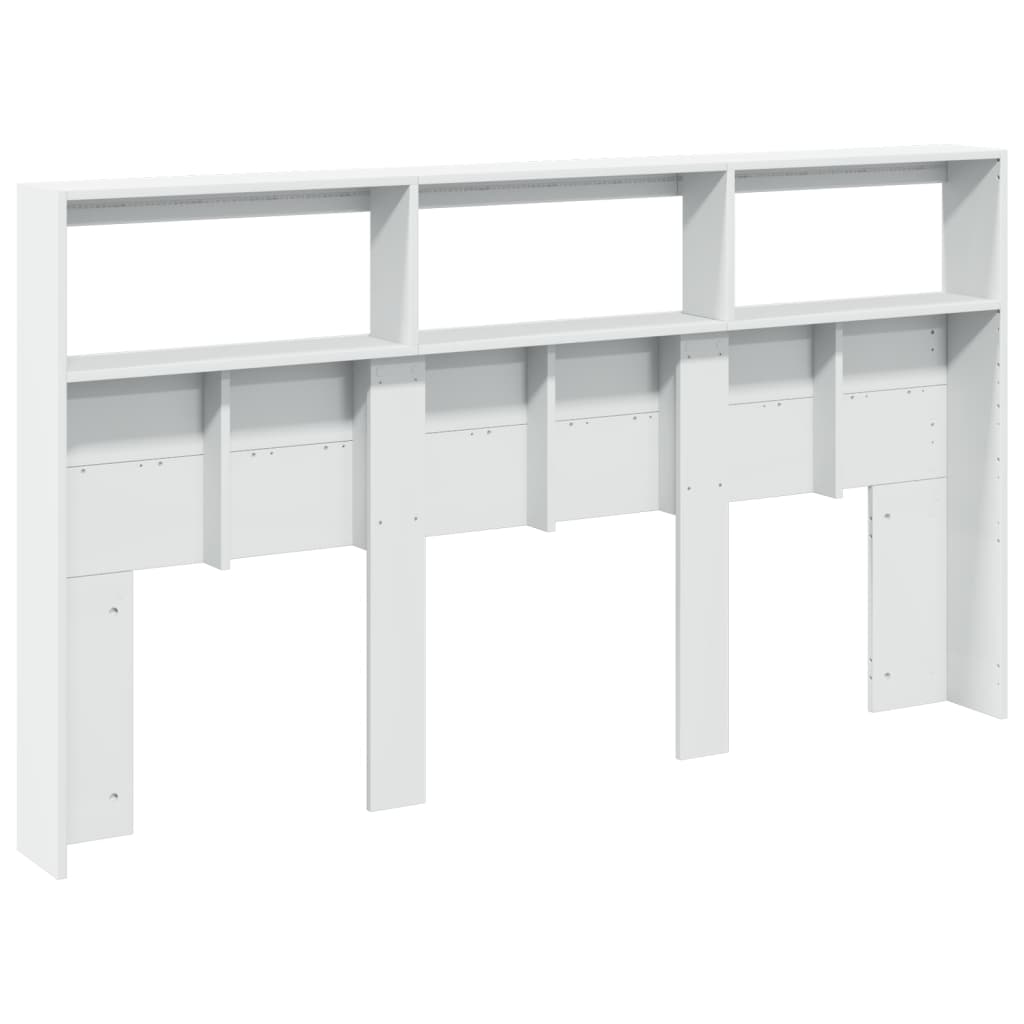 Headboard Cabinet with LED White 180x17x102 cm