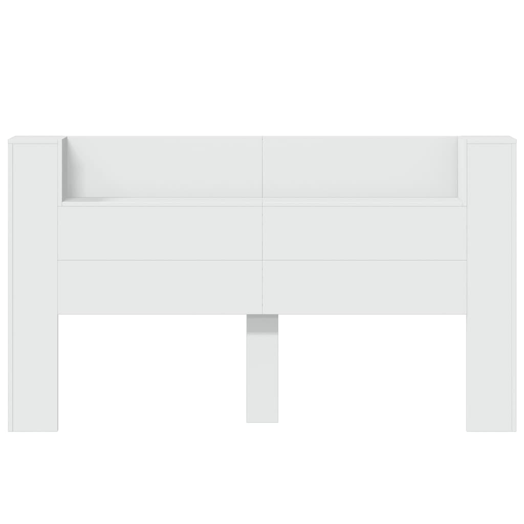 Headboard Cabinet with LED White 180x16.5x103.5 cm